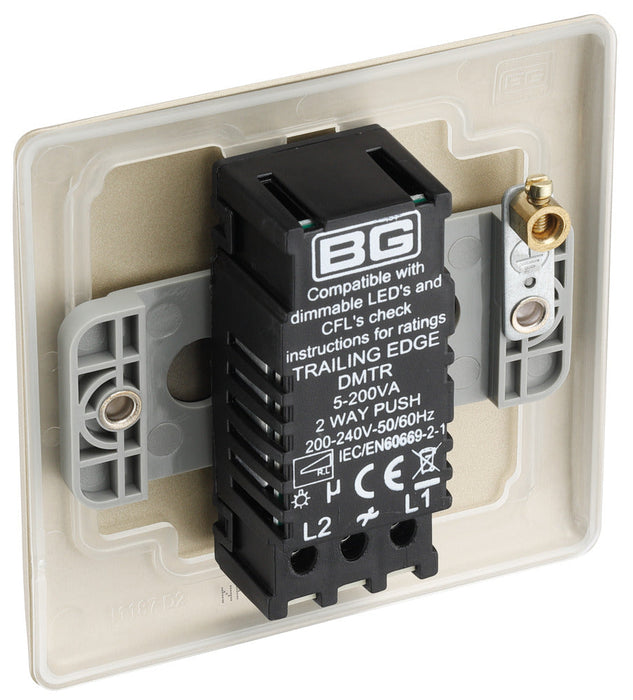 BG NPR81 Nexus Metal 2-Way Single Trailing Edge Dimmer Push On/Off - Pearl Nickel - westbasedirect.com