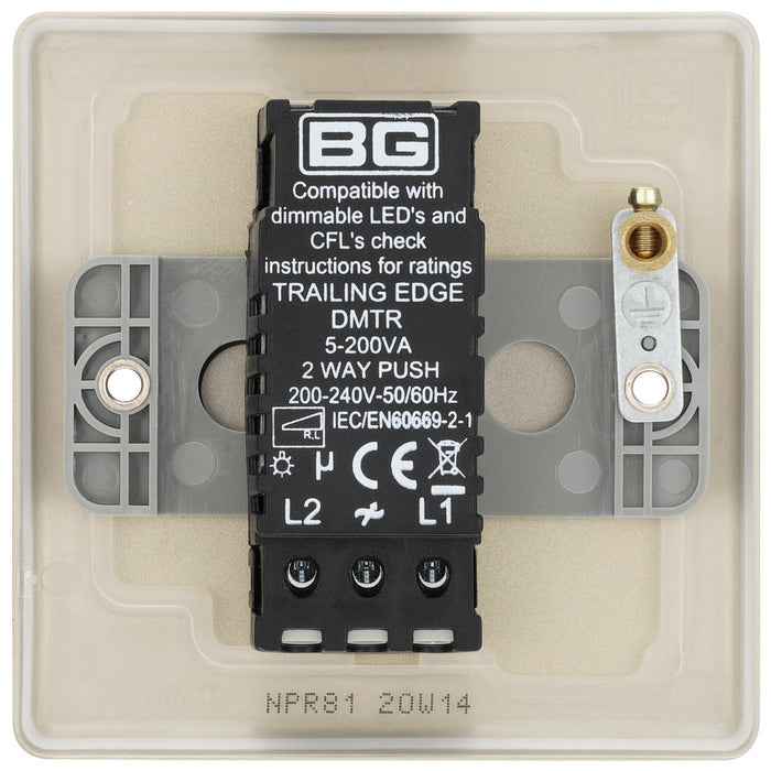 BG NPR81 Nexus Metal 2-Way Single Trailing Edge Dimmer Push On/Off - Pearl Nickel - westbasedirect.com