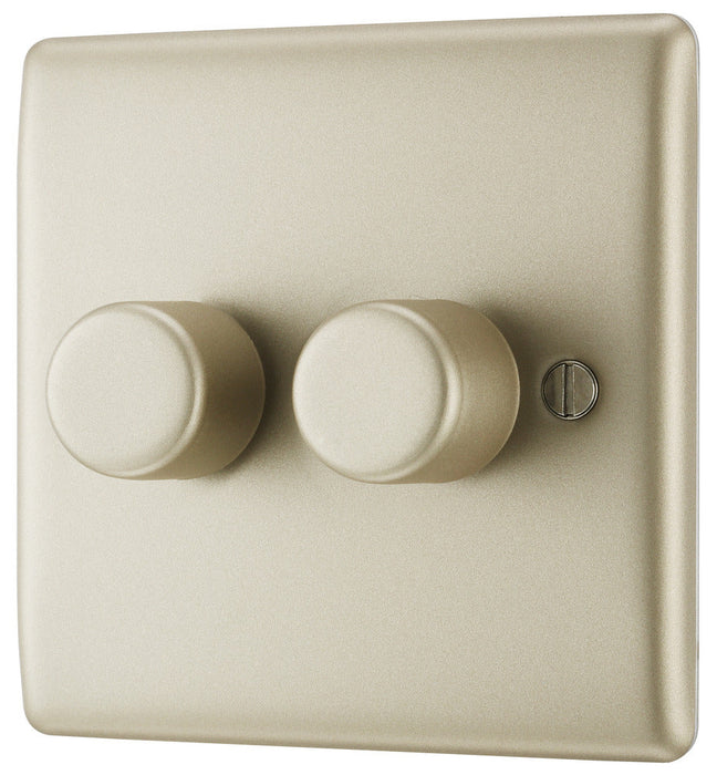 BG NPR82 Nexus Metal 2-Way Double Trailing Edge Dimmer Push On/Off - Pearl Nickel - westbasedirect.com