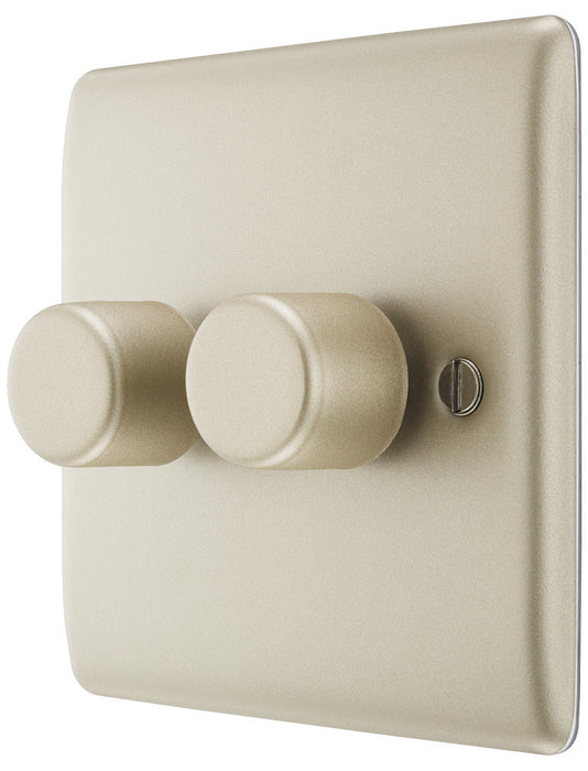 BG NPR82 Nexus Metal 2-Way Double Trailing Edge Dimmer Push On/Off - Pearl Nickel - westbasedirect.com