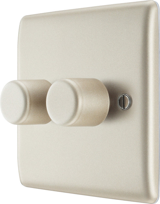 BG NPR82P Nexus Metal 2-Way Double Leading Edge Dimmer Push On/Off - Pearl Nickel - westbasedirect.com