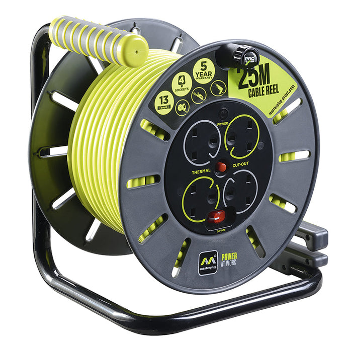 Masterplug PRO-XT 4 Socket 50m 13A LRG Open Reel - westbasedirect.com