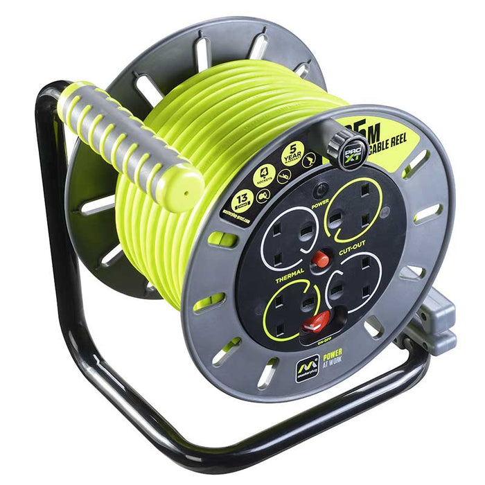 Masterplug PRO-XT 4 Socket 25m 13A MED Open Reel - westbasedirect.com