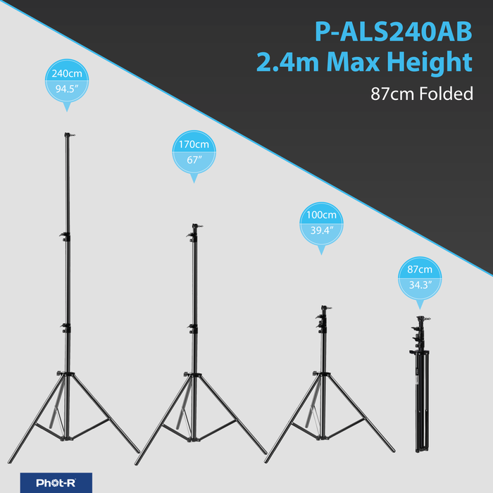 Phot-R ALS240AB 2.4m Air Cushion Light Stand - westbasedirect.com