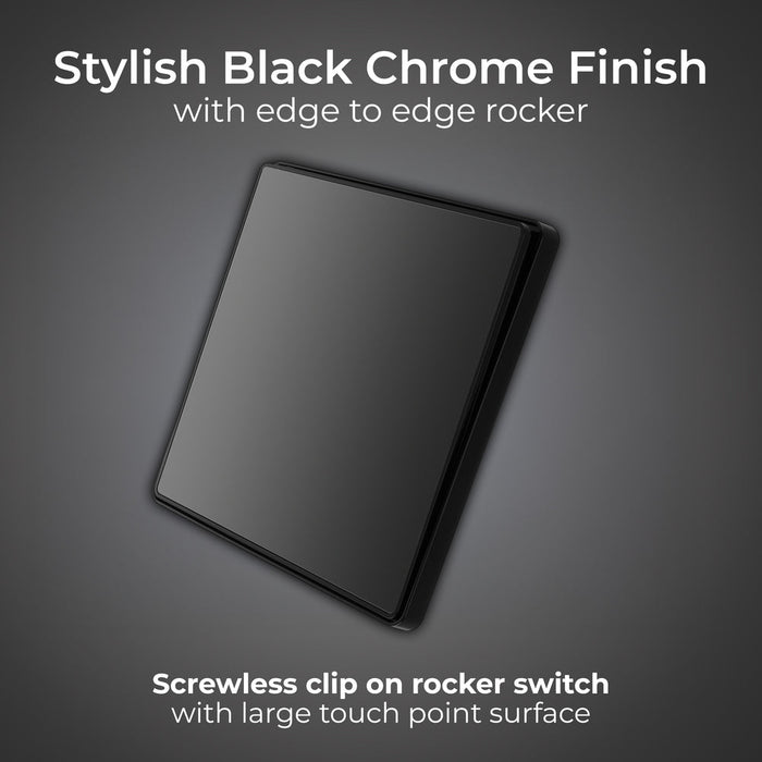 BG Evolve PCDBC13EB 20A 16AX 2 Way Single Intermediate Light Switch, Edge to Edge Rocker - Black Chrome (Black) - westbasedirect.com
