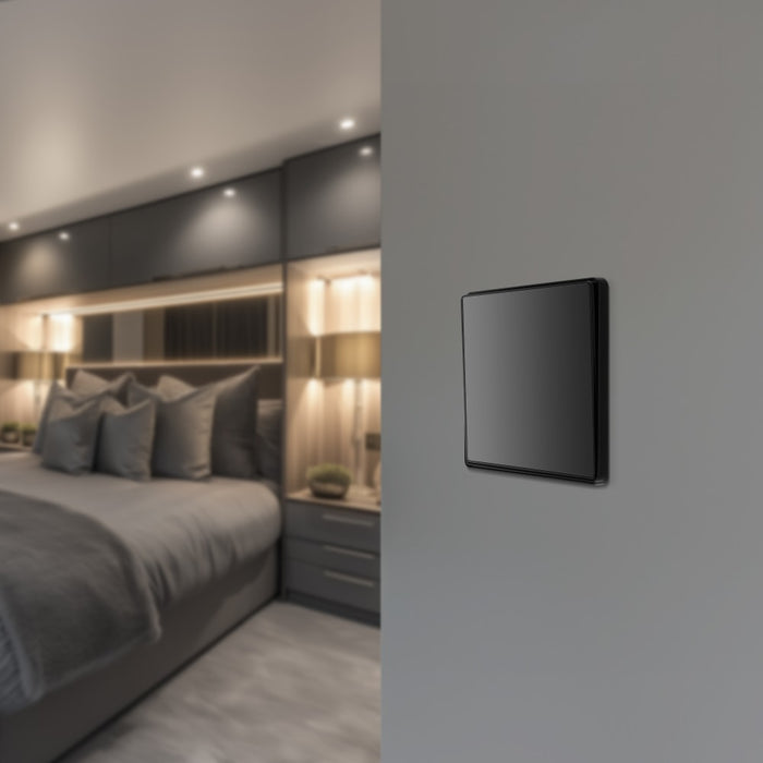 BG Evolve PCDBC13EB 20A 16AX 2 Way Single Intermediate Light Switch, Edge to Edge Rocker - Black Chrome (Black) - westbasedirect.com