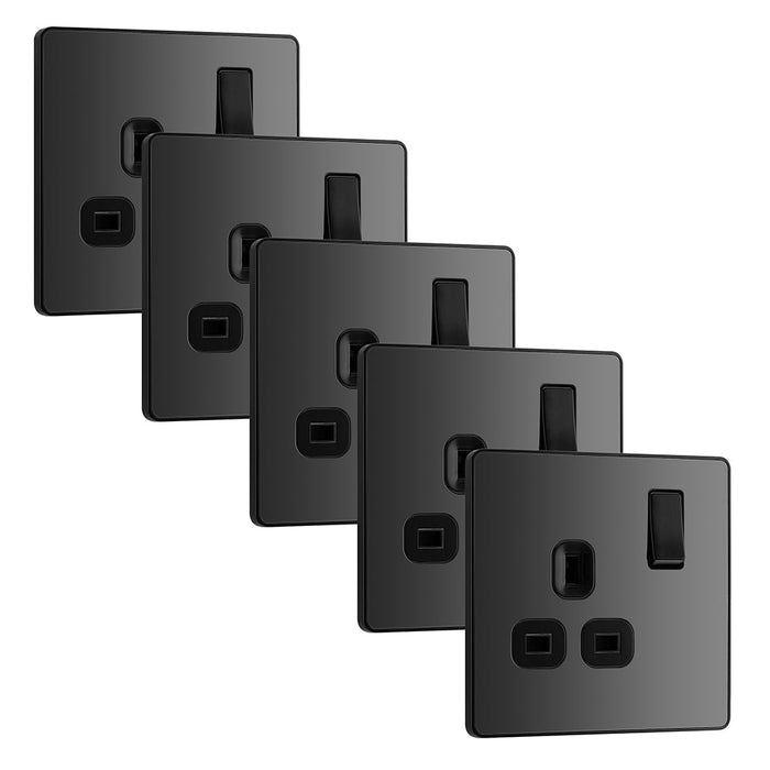 BG Evolve PCDBC21Bx5 13A Single Switched Power Socket - Black Chrome (Black) (5 Pack)