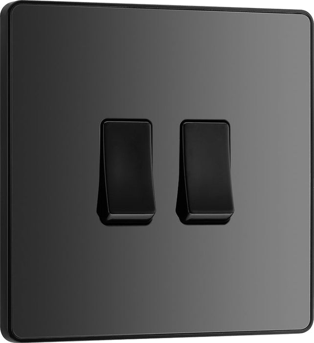 BG Evolve PCDBC42B 20A 16AX 2 Way Double Light Switch - Black Chrome (Black) - westbasedirect.com