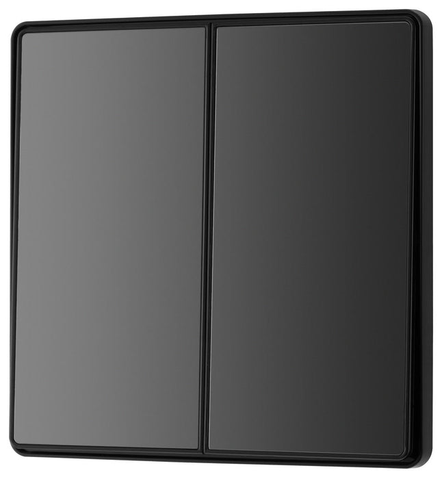BG Evolve PCDBC42EB 20A 16AX 2 Way Double Light Switch, Edge to Edge Rocker - Black Chrome (Black) - westbasedirect.com