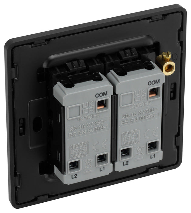 BG Evolve PCDBC42EB 20A 16AX 2 Way Double Light Switch, Edge to Edge Rocker - Black Chrome (Black) - westbasedirect.com