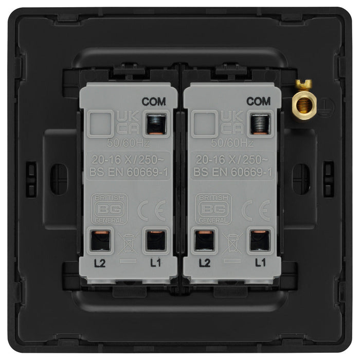 BG Evolve PCDBC42EB 20A 16AX 2 Way Double Light Switch, Edge to Edge Rocker - Black Chrome (Black) - westbasedirect.com