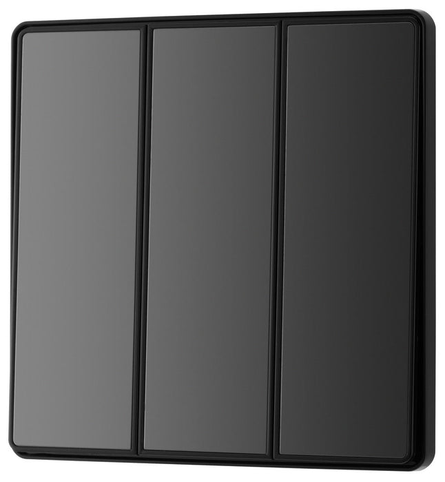 BG Evolve PCDBC43EB 20A 16AX 2 Way Triple Light Switch, Edge to Edge Rocker - Black Chrome (Black) - westbasedirect.com