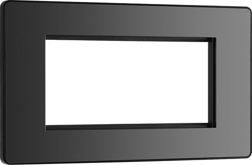 BG Evolve PCDBCEMR4B Quadruple Rectangular Front Plate (100 x 50) - Black Chrome (Black) - westbasedirect.com