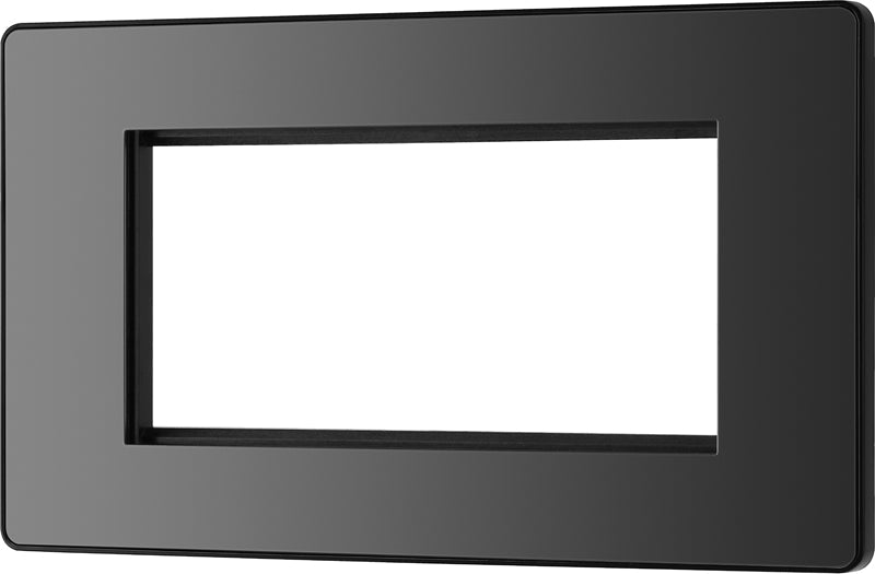 BG Evolve PCDBCEMR4B Quadruple Rectangular Front Plate (100 x 50) - Black Chrome (Black) - westbasedirect.com