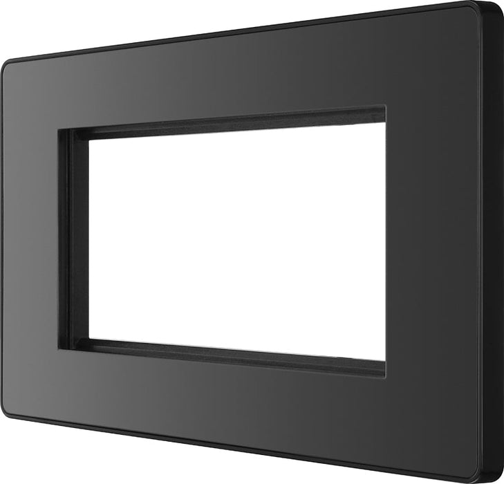 BG Evolve PCDBCEMR4B Quadruple Rectangular Front Plate (100 x 50) - Black Chrome (Black) - westbasedirect.com