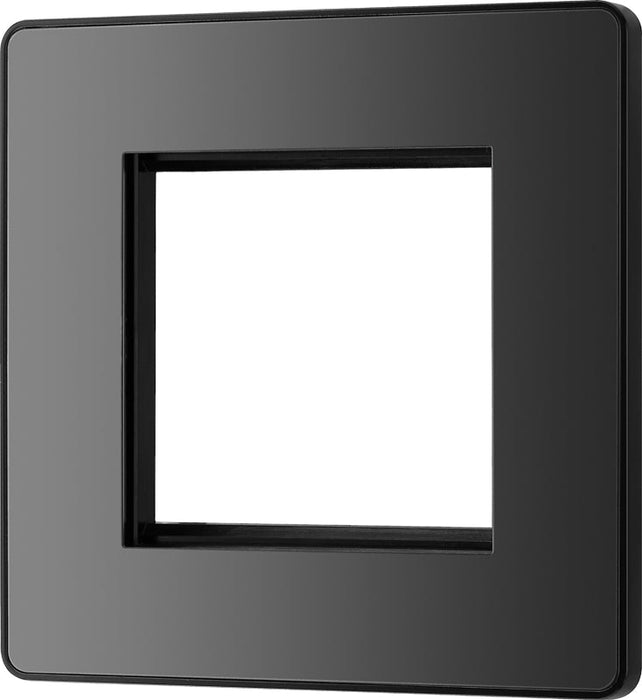 BG Evolve PCDBCEMS2B Twin Euro Module Aperture Single Front Plate (50 x 50) - Black Chrome (Black) - westbasedirect.com