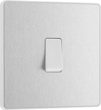 BG Evolve PCDBS12Wx5 20A 16AX 2 Way Single Light Switch - Brushed Steel (White) (5 Pack)