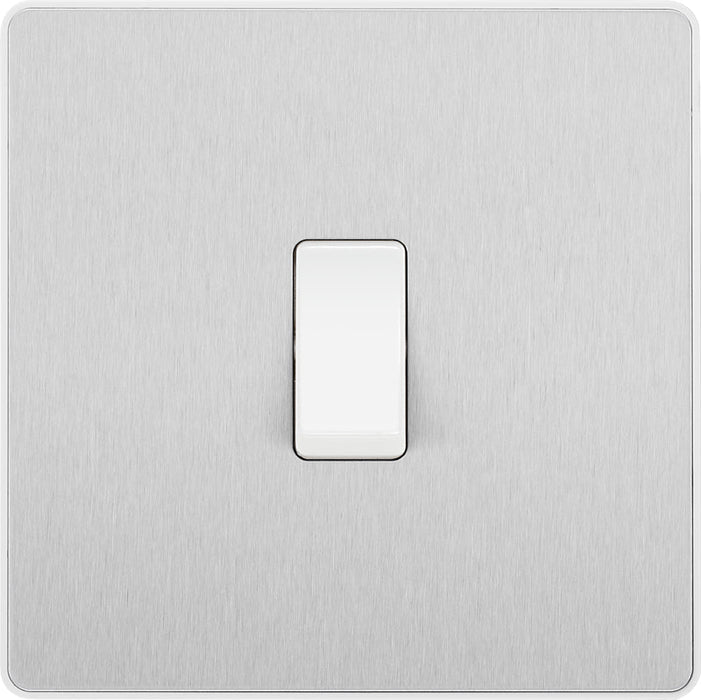 BG Evolve PCDBS12W 20A 16AX 2 Way Single Light Switch - Brushed Steel (White) (5 Pack) - westbasedirect.com