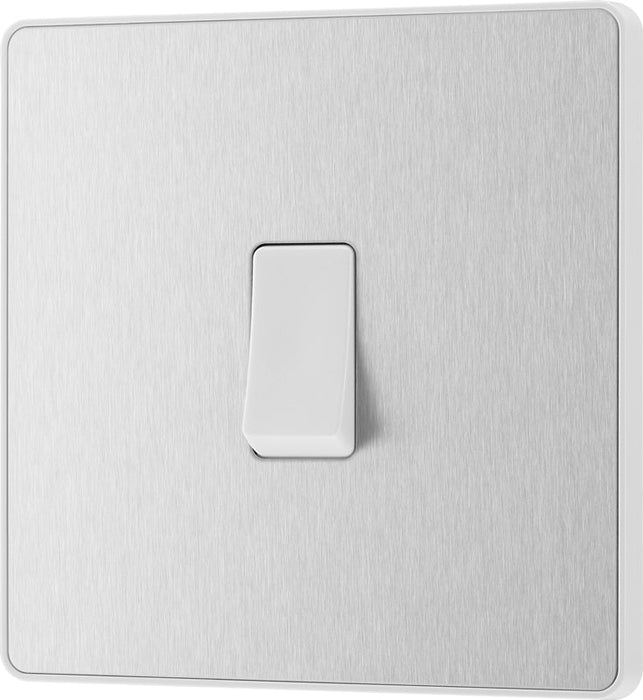 BG Evolve PCDBS12W 20A 16AX 2 Way Single Light Switch - Brushed Steel (White) (5 Pack) - westbasedirect.com