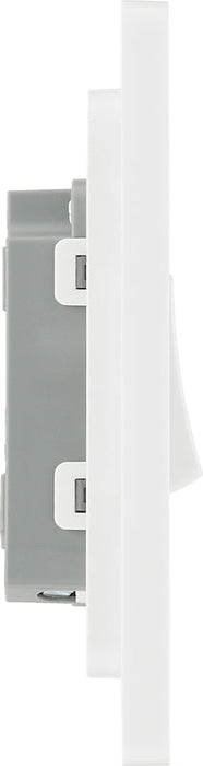 BG Evolve PCDBS12W 20A 16AX 2 Way Single Light Switch - Brushed Steel (White) (5 Pack) - westbasedirect.com