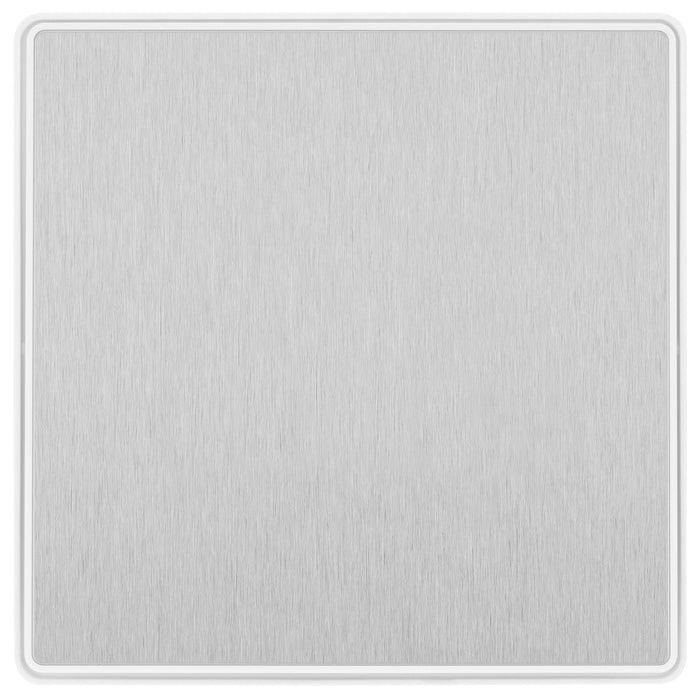 BG Evolve PCDBS13EW 20A 16AX 2 Way Single Intermediate Light Switch, Edge to Edge Rocker - Brushed Steel (White) - westbasedirect.com