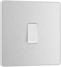 BG Evolve PCDBS13W 20A 16AX Single Intermediate Light Switch - Brushed Steel (White)