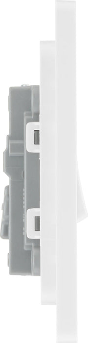 BG Evolve PCDBS13W 20A 16AX Single Intermediate Light Switch - Brushed Steel (White) - westbasedirect.com