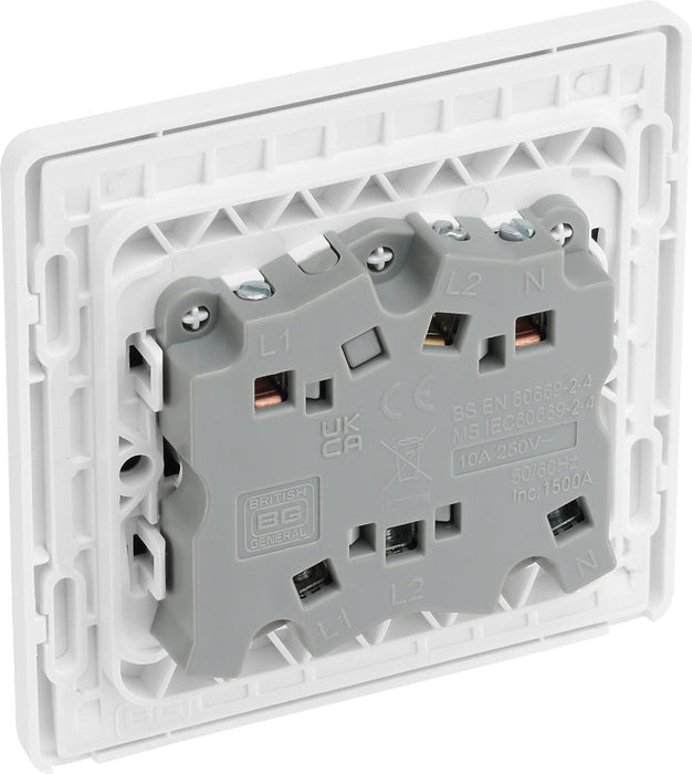 BG Evolve PCDBS15W 10A Triple Pole Fan Isolator Switch - Brushed Steel (White) - westbasedirect.com