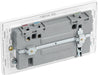 BG Evolve PCDBS22U3W 13A Double Switched Power Socket + 2xUSB(3.1A) - Brushed Steel (White) - westbasedirect.com