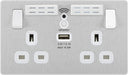 BG Evolve PCDBS22UWRW 13A Double Switched Power Socket + WiFi Extender + 1xUSB(2.1A) - Brushed Steel (White) - westbasedirect.com