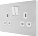 BG Evolve PCDBS22W 13A Double Switched Power Socket - Brushed Steel (White) - westbasedirect.com