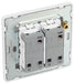 BG Evolve PCDBS42EW 20A 16AX 2 Way Double Light Switch, Edge to Edge Rocker - Brushed Steel (White) - westbasedirect.com