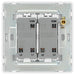BG Evolve PCDBS42EW 20A 16AX 2 Way Double Light Switch, Edge to Edge Rocker - Brushed Steel (White) - westbasedirect.com