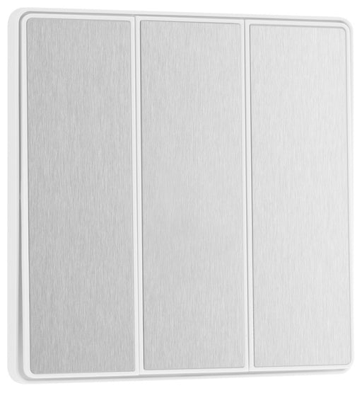 BG Evolve PCDBS43EW 20A 16AX 2 Way Triple Light Switch, Edge to Edge Rocker - Brushed Steel (White) - westbasedirect.com