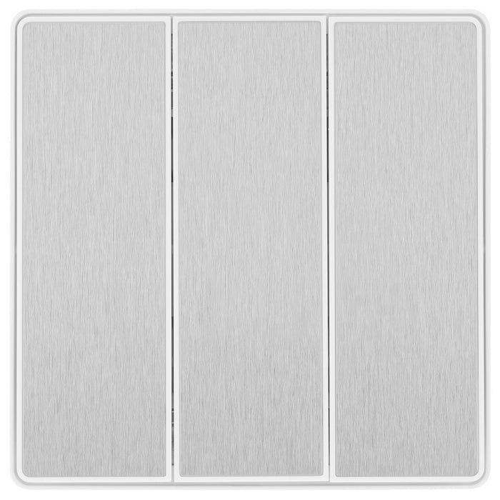 BG Evolve PCDBS43EW 20A 16AX 2 Way Triple Light Switch, Edge to Edge Rocker - Brushed Steel (White) - westbasedirect.com