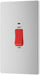 BG Evolve PCDBS72W 45A Double Pole Rectangular Switch with LED Power Indicator - Brushed Steel (White) - westbasedirect.com