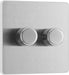 BG Evolve PCDBS82W 2-Way Trailing Edge LED 200W Double Dimmer Switch Push On/Off - Brushed Steel (White) - westbasedirect.com
