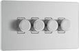 BG Evolve PCDBS84W 2-Way Trailing Edge LED 200W Quadruple Dimmer Switch Push On/Off - Brushed Steel (White) - westbasedirect.com