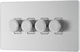 BG Evolve PCDBS84W 2-Way Trailing Edge LED 200W Quadruple Dimmer Switch Push On/Off - Brushed Steel (White) - westbasedirect.com