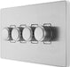 BG Evolve PCDBS84W 2-Way Trailing Edge LED 200W Quadruple Dimmer Switch Push On/Off - Brushed Steel (White) - westbasedirect.com