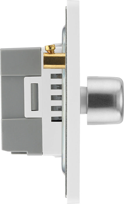 BG Evolve PCDBS84W 2-Way Trailing Edge LED 200W Quadruple Dimmer Switch Push On/Off - Brushed Steel (White) - westbasedirect.com