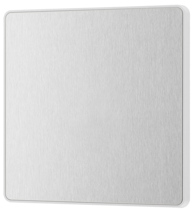 BG Evolve PCDBS94W Single Blank Plate - Brushed Steel (White)