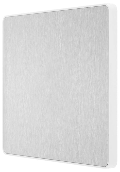 BG Evolve PCDBS94W Single Blank Plate - Brushed Steel (White)