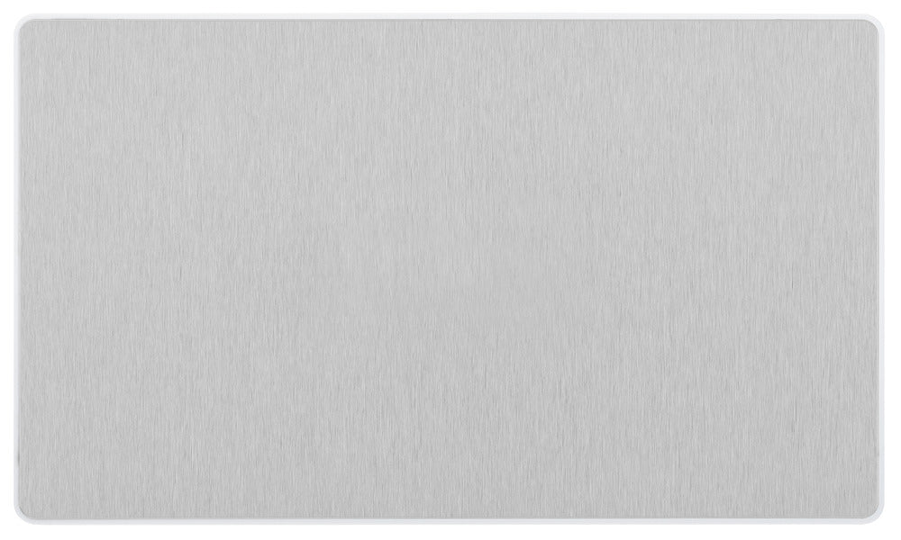 BG Evolve PCDBS95W Double Blank Plate - Brushed Steel (White)