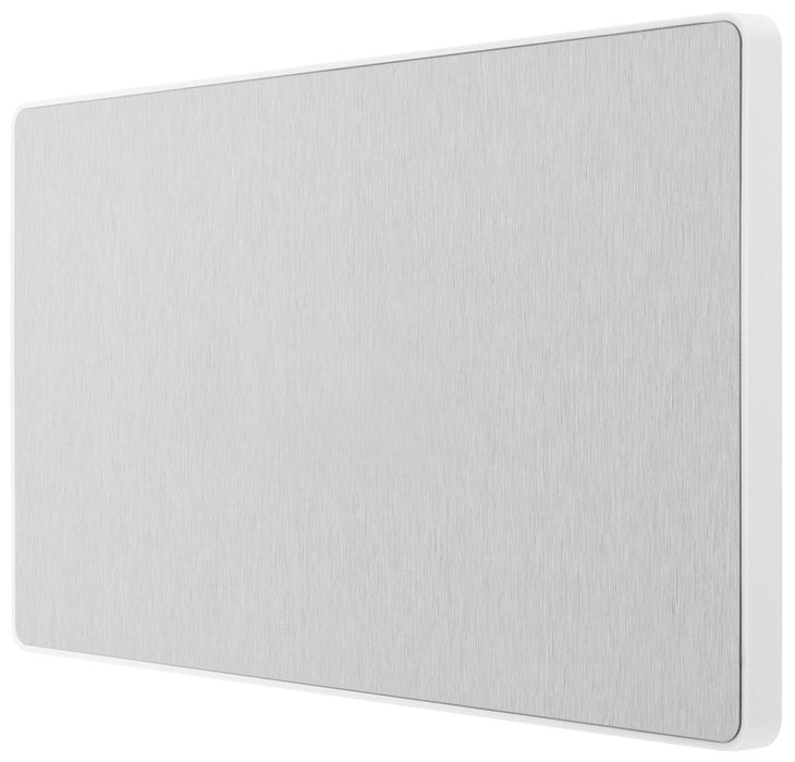 BG Evolve PCDBS95W Double Blank Plate - Brushed Steel (White)