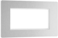 BG Evolve PCDBSEMR4W Quadruple Rectangular Front Plate (100 x 50) - Brushed Steel (White)