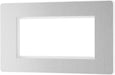 BG Evolve PCDBSEMR4W Quadruple Rectangular Front Plate (100 x 50) - Brushed Steel (White) - westbasedirect.com