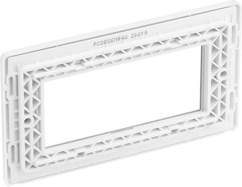 BG Evolve PCDBSEMR4W Quadruple Rectangular Front Plate (100 x 50) - Brushed Steel (White) - westbasedirect.com