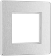 BG Evolve PCDBSEMS2W Twin Euro Module Aperture Single Front Plate (50 x 50) - Brushed Steel (White)