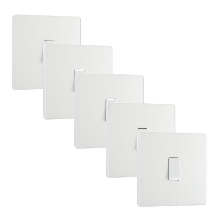 BG Evolve PCDCL12Wx5 20A 16AX 2 Way Single Light Switch - Pearlescent White (White) (5 Pack)